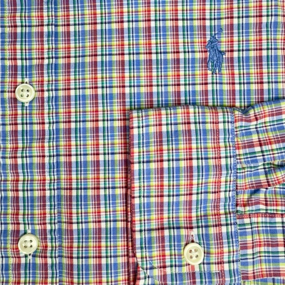 Ralph Lauren Button Down Shirt Mens XL Slim Fit Multicolor Pony Logo Long Sleeve - Picture 1 of 8
